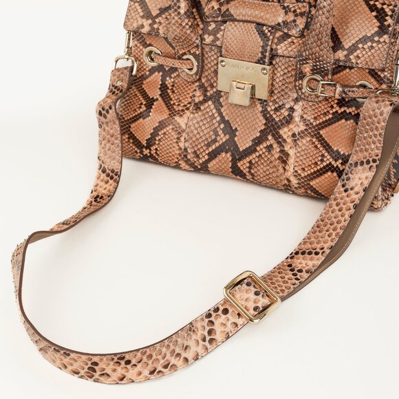 Jimmy Choo Rosalie Tan Python Flap Satchel - Picture 7 of 14